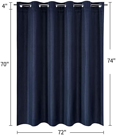 MitoVilla Navy Blue Waffle Shower Curtain Set