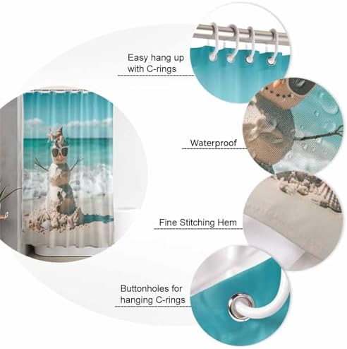ZOE GARDEN Christmas Beach Shower Curtain Set 72x72