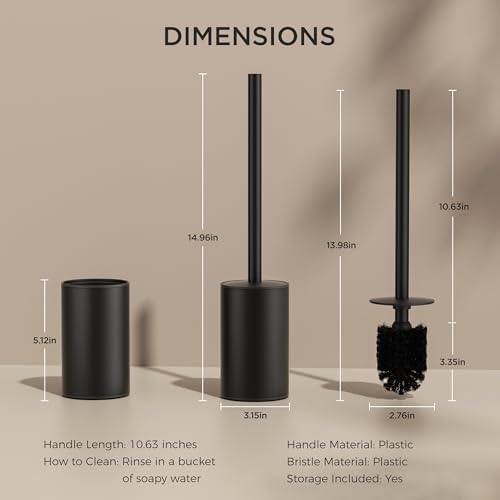 FORIOUS Toilet Brush and Holder Set Matte Black 304 Stainless Steel