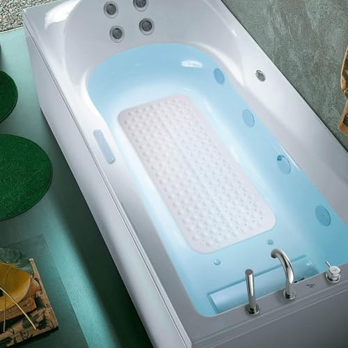 XKVUKXO Non-Slip Bath Mat with Suction Cups 394x157 Inch Grey