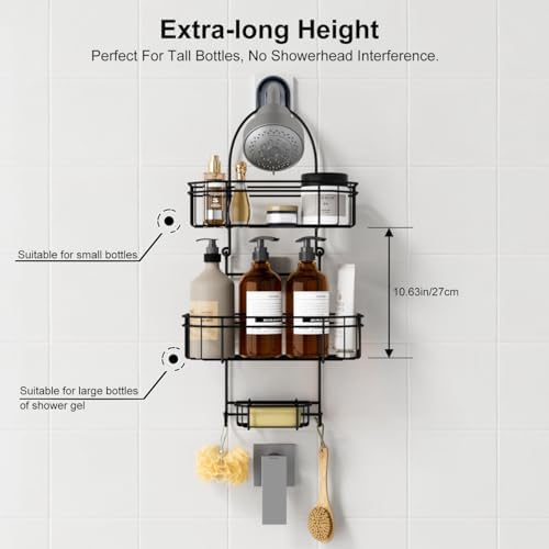 LEEDA 3-Tier Hanging Shower Caddy with Soap Basket