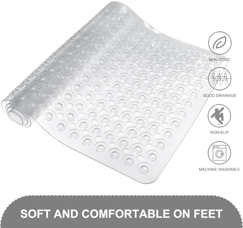 Non Slip Bath Mat with Suction Cups and Drain Holes