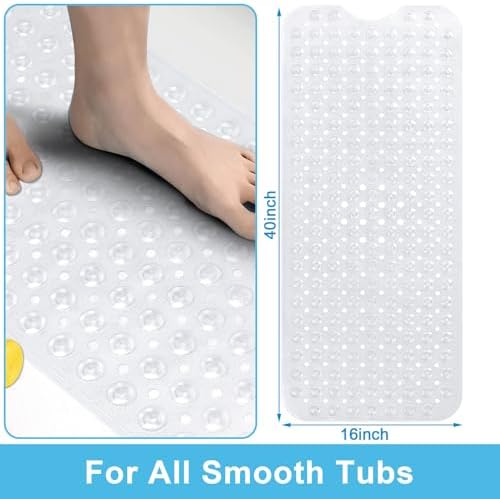 Topotdor Clear Baby Bath Mat 40x16 Inch Non Slip