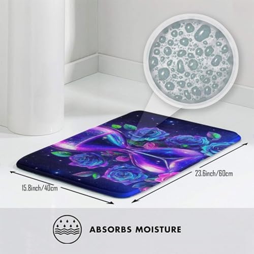 BoomDragon Anti-Slip Bath Mat with Trippy Magic Flowers Art