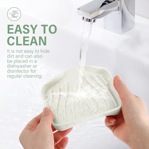 SAISN Silicone Soap Dish 2 Pack Self Draining