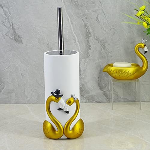 Elegant Royal Gold Flamingo Toilet Brush and Holder