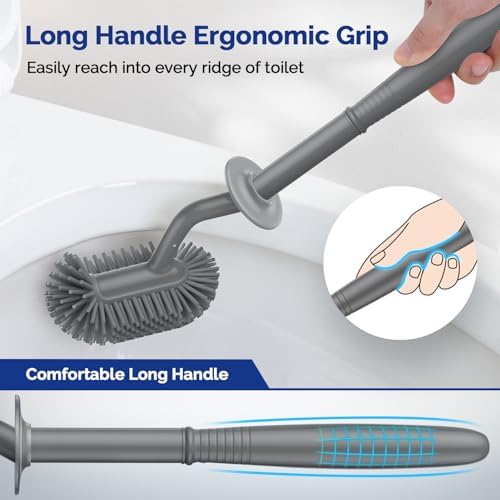 HAMITOR Toilet Brush Holder Set Gray
