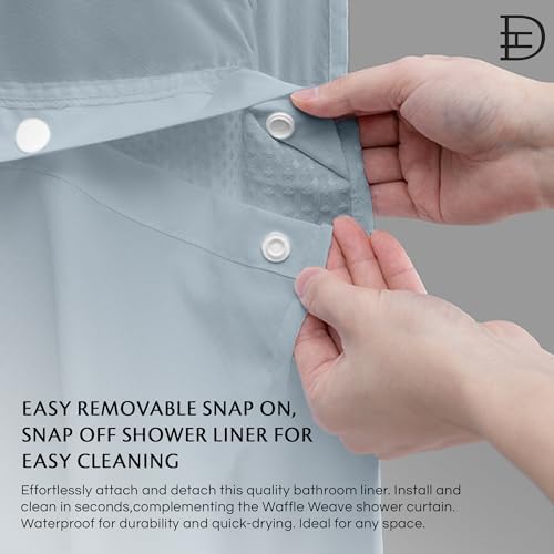 Dainty Home Waffle Weave Shower Curtain Set in Sky Blue