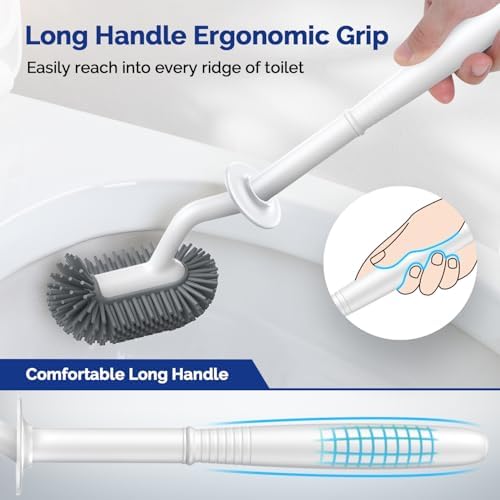 HAMITOR Toilet Brush Holder Set - 2 Pack White