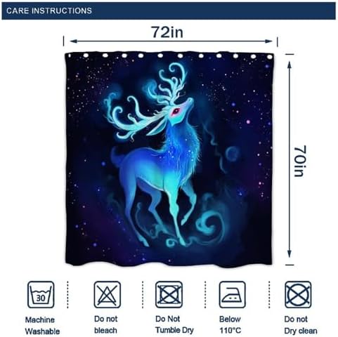 OXJOIIS Galaxy Starry Sky Christmas Elk Moose Shower Curtain with 12 Hooks