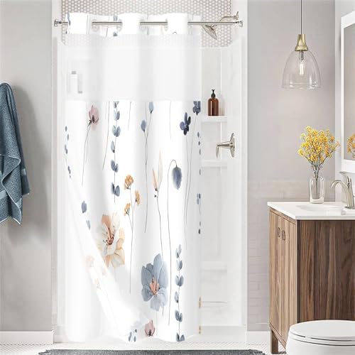 Gibelle Small Stall Floral Shower Curtain Set - 36 x 74 Waterproof Washable