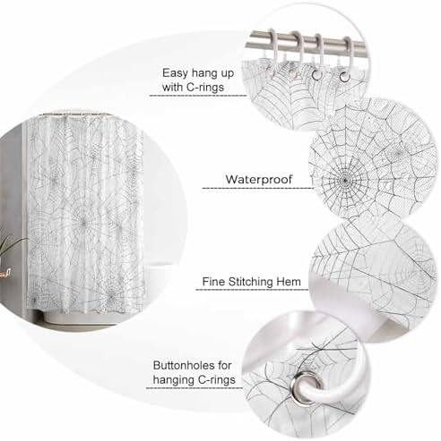 ZOE GARDEN Halloween Shower Curtain Set with Hook 72x84