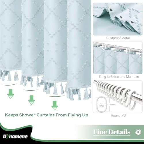 Dynamene Fog Blue Boho Shower Curtain Set