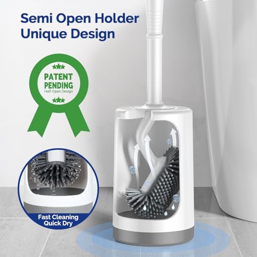 HAMITOR Toilet Brush Holder Set - 2 Pack White