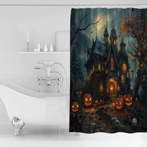 ZOE GARDEN Halloween Pumpkin Shower Curtain Set
