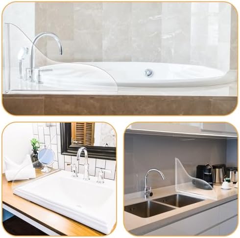 2 Pack Clear Waterproof Shower Splash Guards for Bathtub and Sink