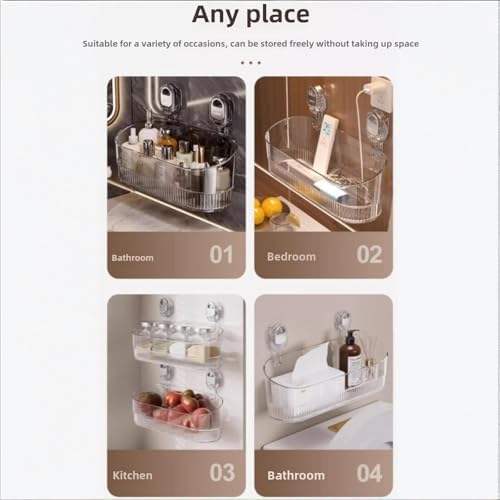 No Drill Bathroom Suction Storage Box with Large Capacity