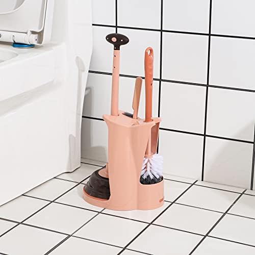 Cq Acrylic Toilet Brush and Plunger Set with Holder - Pink 1 Set