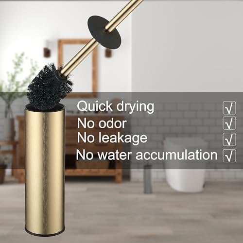 Premium Toilet Brush and Holder Set with Gold Finish