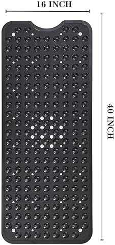 Yanzifly Extra Large Non-Slip Silicone Bath Mat - Black