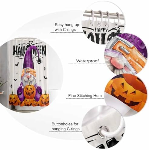 ZOE GARDEN Halloween Gnomes Shower Curtain Set