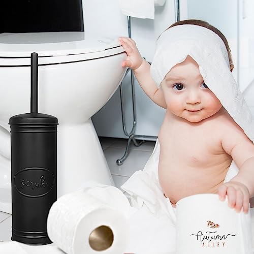 Autumn Alley Matte Black Toilet Brush with Holder Set