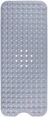 Bathmats Extra Long Non Slip PVC Shower Mat with Suction Cups 40x100cm Grey