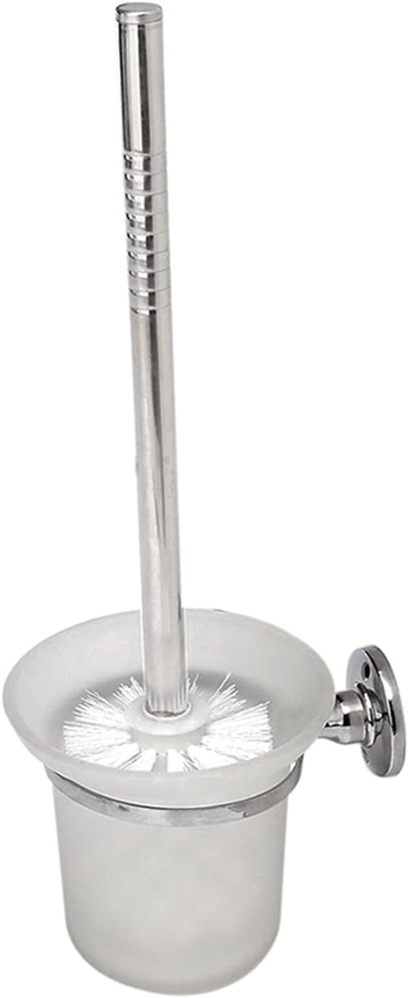 INPETS Chrome Toilet Brush with Frosted Glass Holder