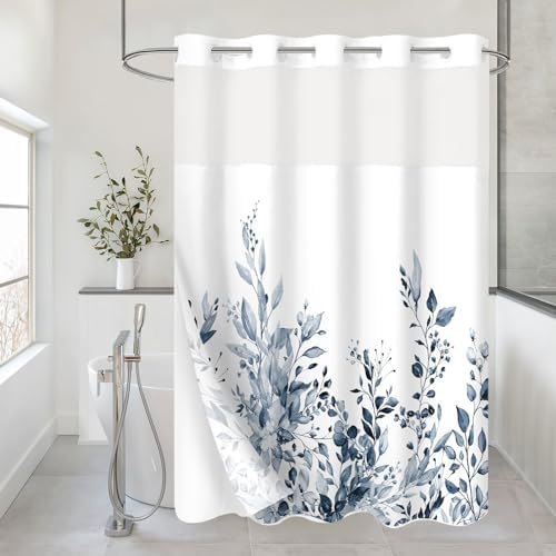 Gibelle Eucalyptus Print Shower Curtain Set with Liner 72x74