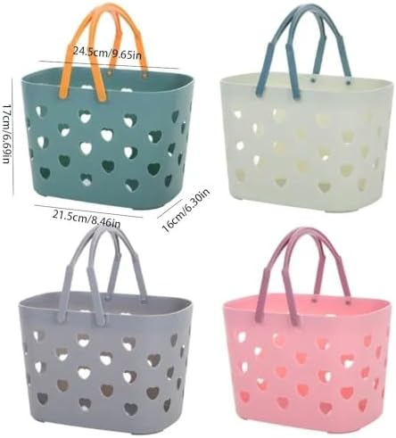 1PCS Heart-Shaped Portable Shower Basket with Handle