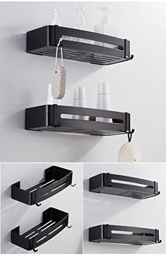 Shower Caddy Stainless Steel Wall Mounted Black Organizer
