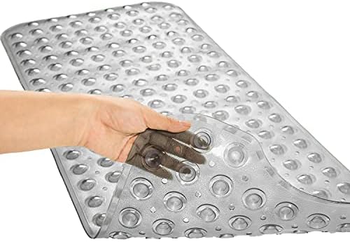 Extra Long Non-Slip Bathtub Mat with Drain Holes and Suction Cups