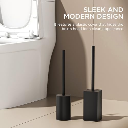 FORIOUS Toilet Brush and Holder Set Matte Black 304 Stainless Steel