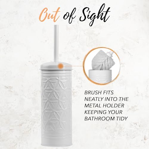 Autumn Alley White Toilet Brush with Holder Set