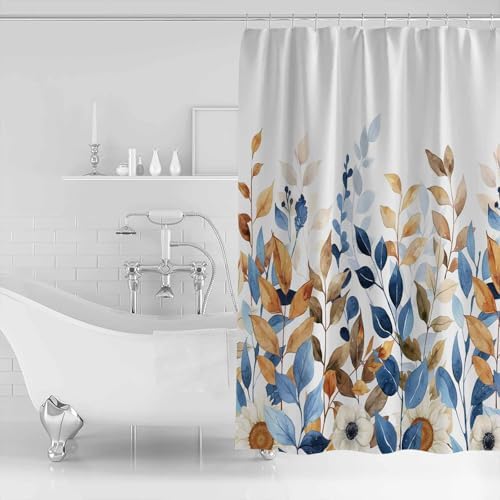 ZOE GARDEN Fall Eucalyptus Shower Curtain Set 1