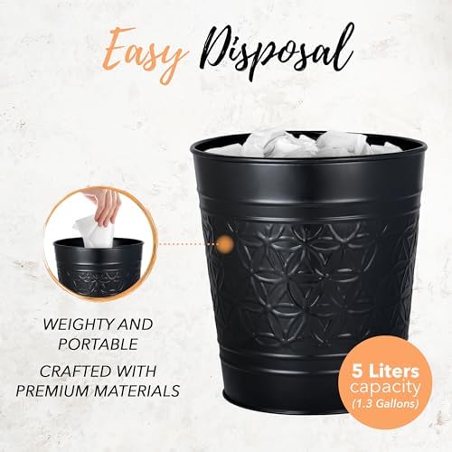 Autumn Alley Matte Black Toilet Brush and Trash Can Set