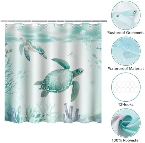 LSYDCARM Sea Turtle Shower Curtain 71x71 Waterproof