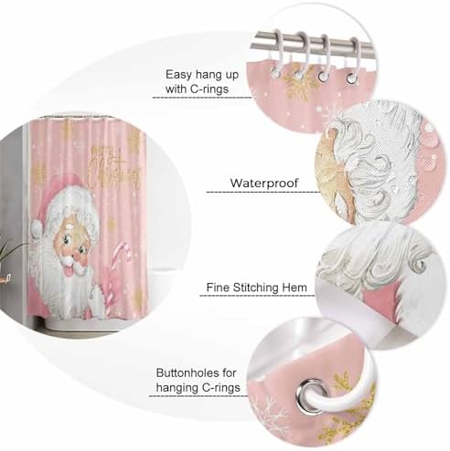 ZOE GARDEN Pink Santa Christmas Bathroom Set