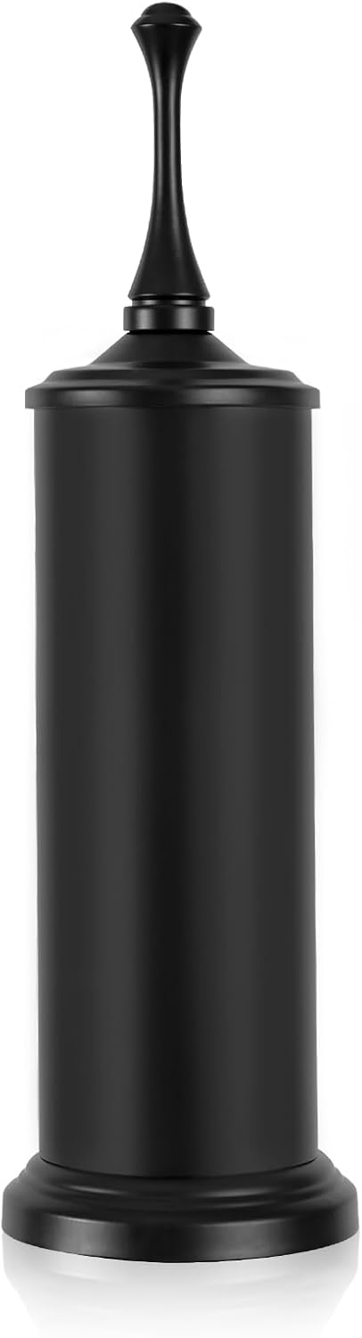 UNCONSIL Black Toilet Brush and Holder with Lid