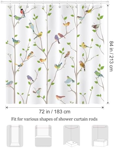 Bonhause Spring Birds Shower Curtain Set