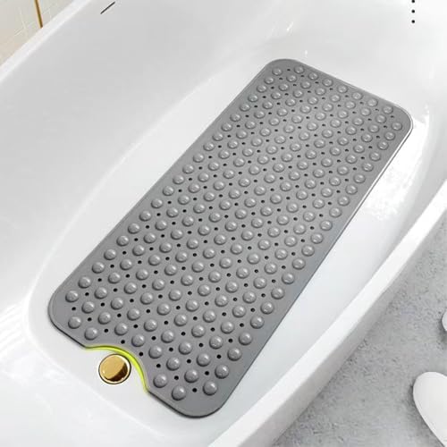 SAISAIXU Extra Long Non-Slip Bath Mat with Suction Cups and Drain Holes