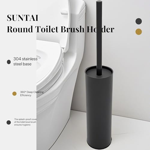 SUNTAI Toilet Brush and Holder with 2 Bristle Heads 1