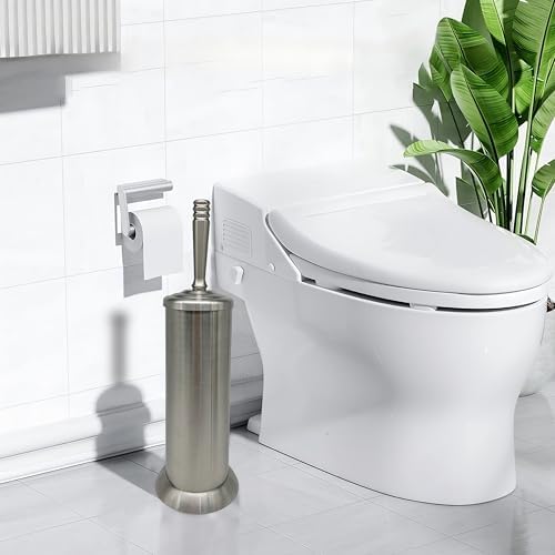 Indecor Home Brushed Nickel Toilet Bowl Brush with Holder 1