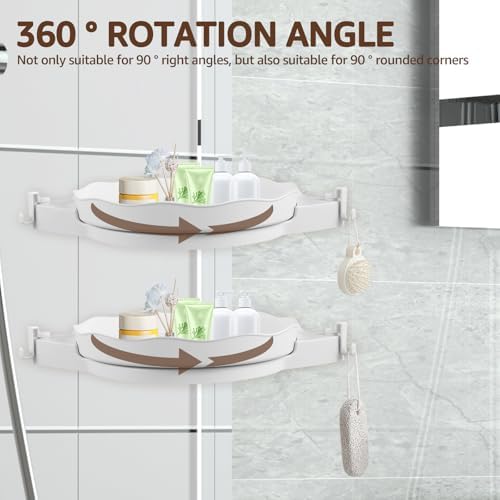 360 Rotating Corner Shower Caddy with 5 Hooks