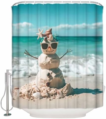 ZOE GARDEN Christmas Beach Shower Curtain Set 72x72