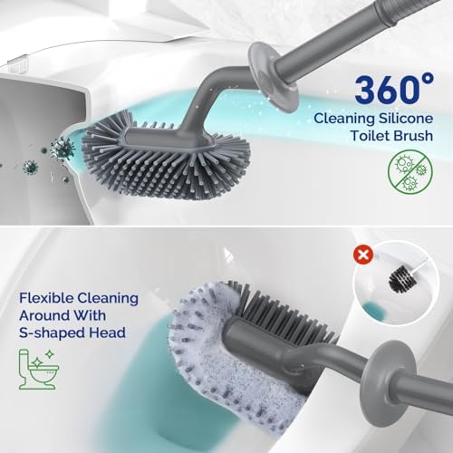 HAMITOR Toilet Brush Holder Set Gray