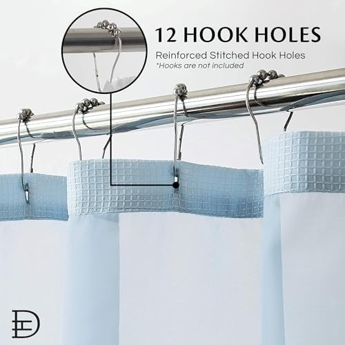 Dainty Home Waffle Weave Shower Curtain Set in Sky Blue