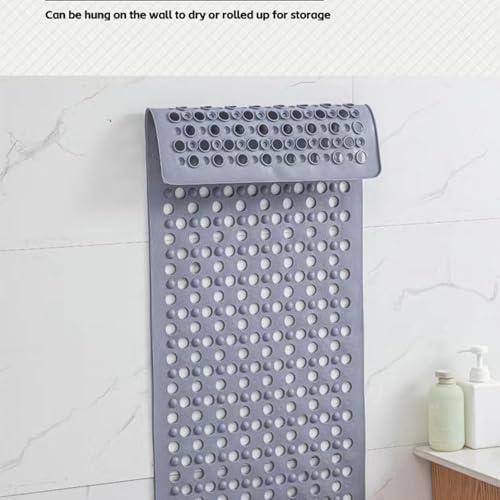 SAISAIXU Extra Long Non-Slip Bath Mat with Suction Cups and Drain Holes