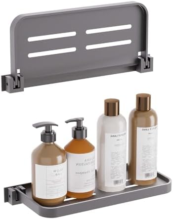 2 Pack Folding Wall Shelf for Bathroom Waterproof Aluminum 12 Inch Grey
