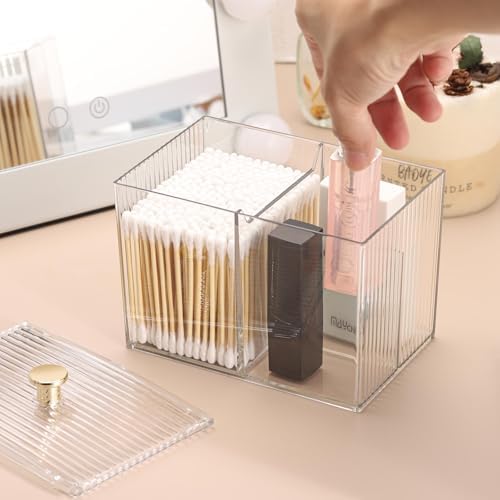 Tbestmax Qtip Holder Dispenser 3 Section Clear Organizer